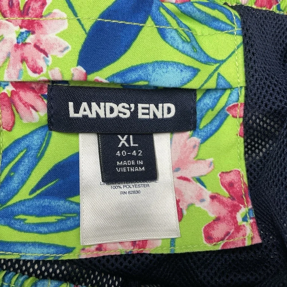 NEW Lands' End Mens 7,5 Inch Volley Swim Trunk Shorts Size XL Bright Floral Mesh